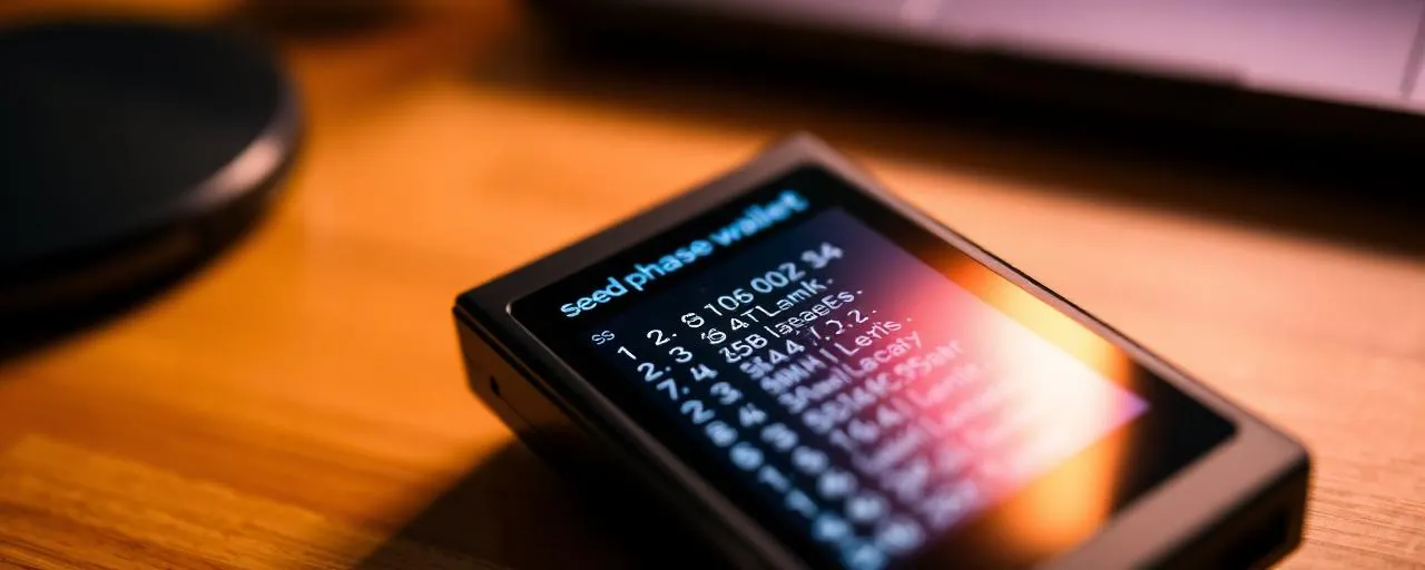 Hardware Wallet zeigt Seed Phrase auf dem Display